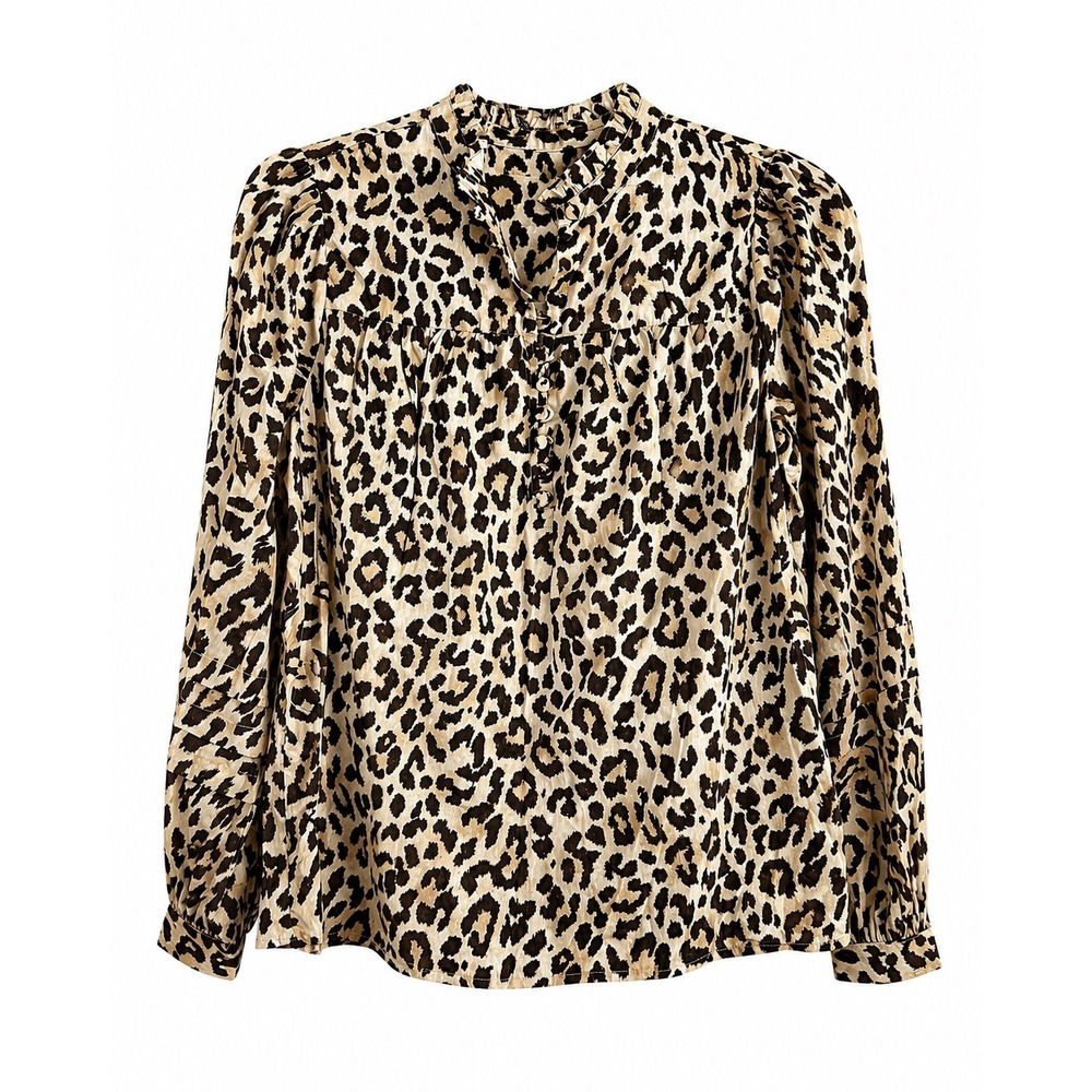 NWT J.Crew Leopard Print Tunic Blouse XXS Oversized Cotton Preppy (fits a small)
